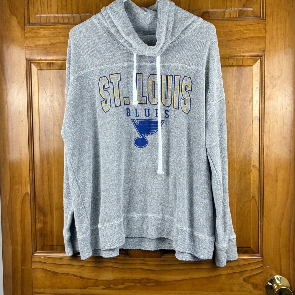NHL St. Louis Blues Cowl Neck Sweatshirt Grey Women L Liv Casual Hockey Game Day